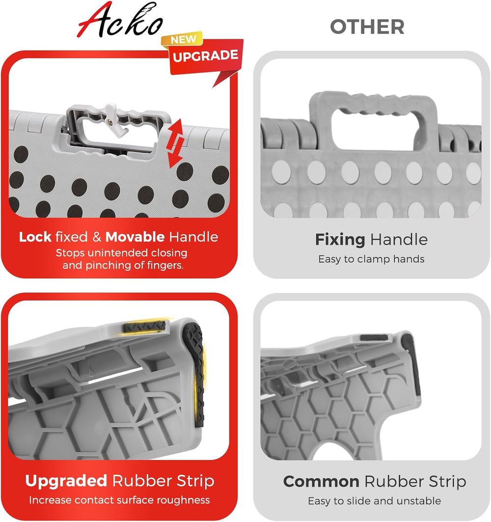 ACKO Folding Step Stool 17.5 Inch, 400 lbs Capacity Foldable Stools, Gray
