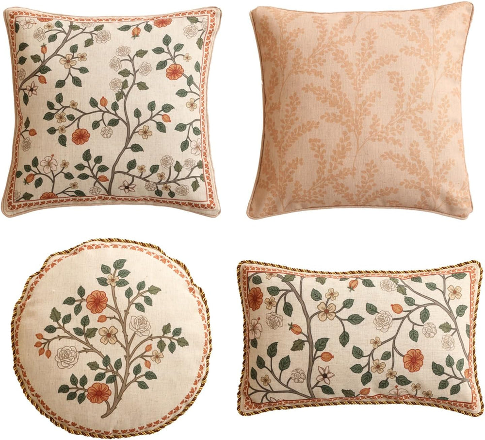 ISAENNE Designer Vintage Elegant Throw Pillow Cover,Set of 4