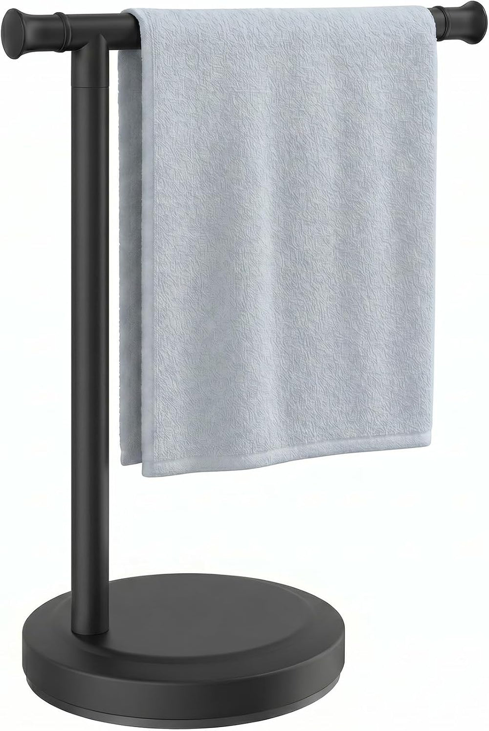 Hoimpro Hand Towel Holder Stand Bathroom Towel Bar Rack Countertop Black