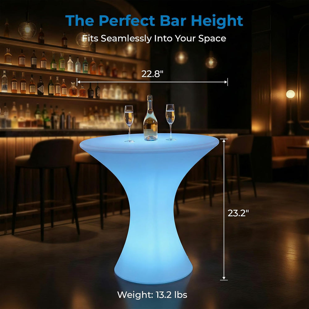 Mjkone 23" Height LED Bar Table with 16 RGB Multi-Colored Lights, Rechar...