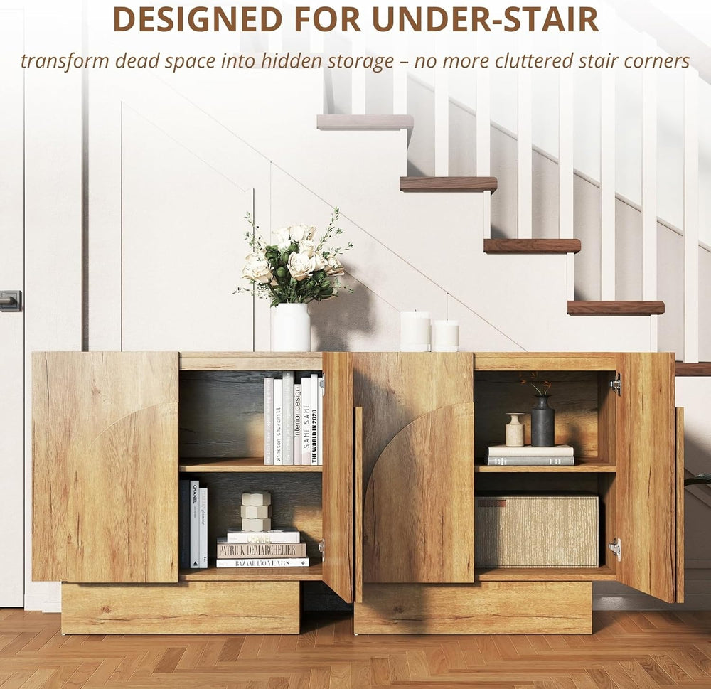 HEAH-YO Natural Sideboard Buffet Cabinet with Storage, Entryway Accent Cabine...