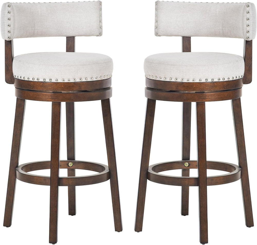 COLAMY Swivel Bar Stool Set of 2, Bar Height Bar Chair, Modern Barstool with ...