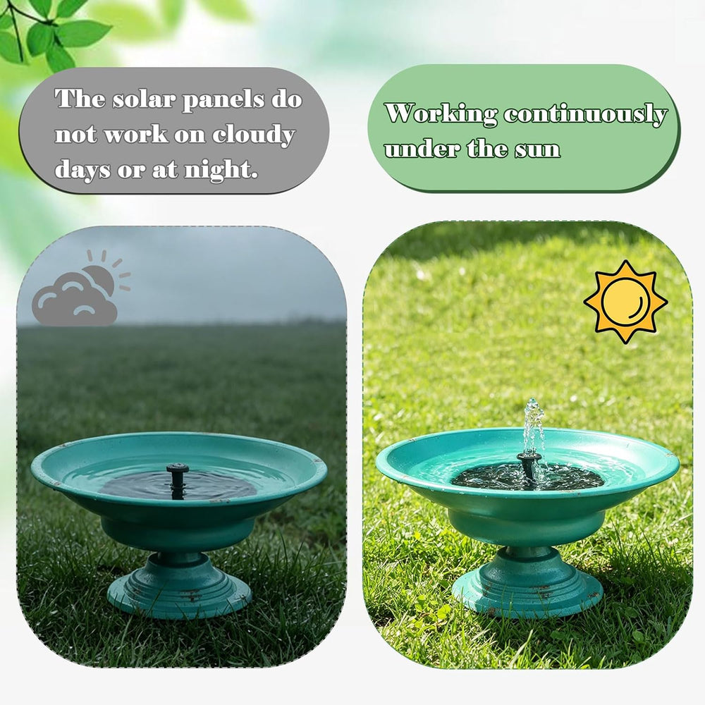 Solar Bird Bath Fountains, Bird Bath for Outside with cast Iron Base