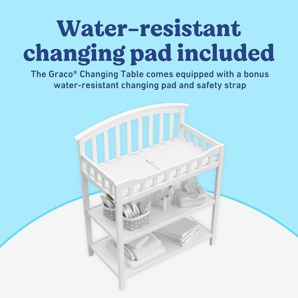 Graco Changing Table with Water-Resistant Changing Pad, White