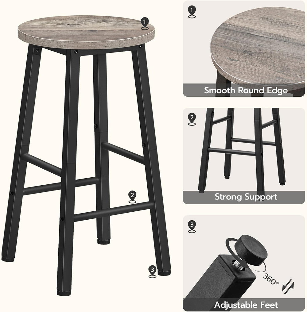 HOOBRO Bar Stools Set of 2, Counter Height Bar Stools, 25.8" Bar Stools ...