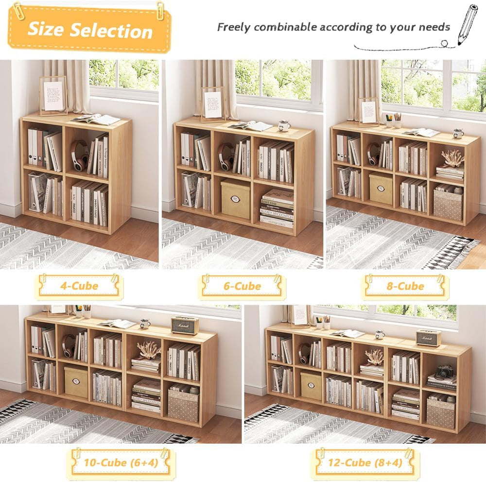 NELYE 8 Cube Organizer Bookcase Oak Open Shelf