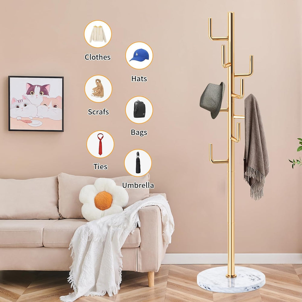 ZOZOE Metal Modern Coat Racks, Cactus Coat Rack Freestanding with Natural Mar...