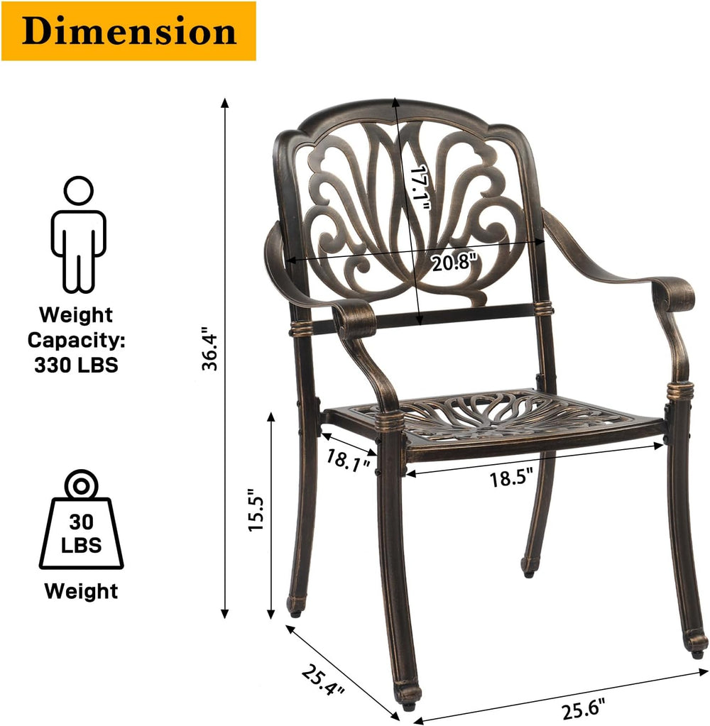 VINGLI 5 Pieces Outdoor Patio Dining Set, Cast Aluminium Patio Furniture Set ...