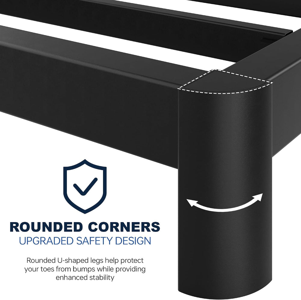 King Bed Frame, 4 Inch Low Profile Metal Platform Bed Frame with Round Legs
