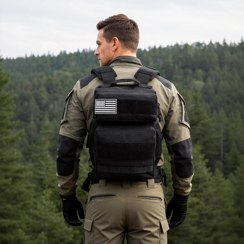 aiGear 15L Tactical Backpack, Small MOLLE Hiking Daypack, Black