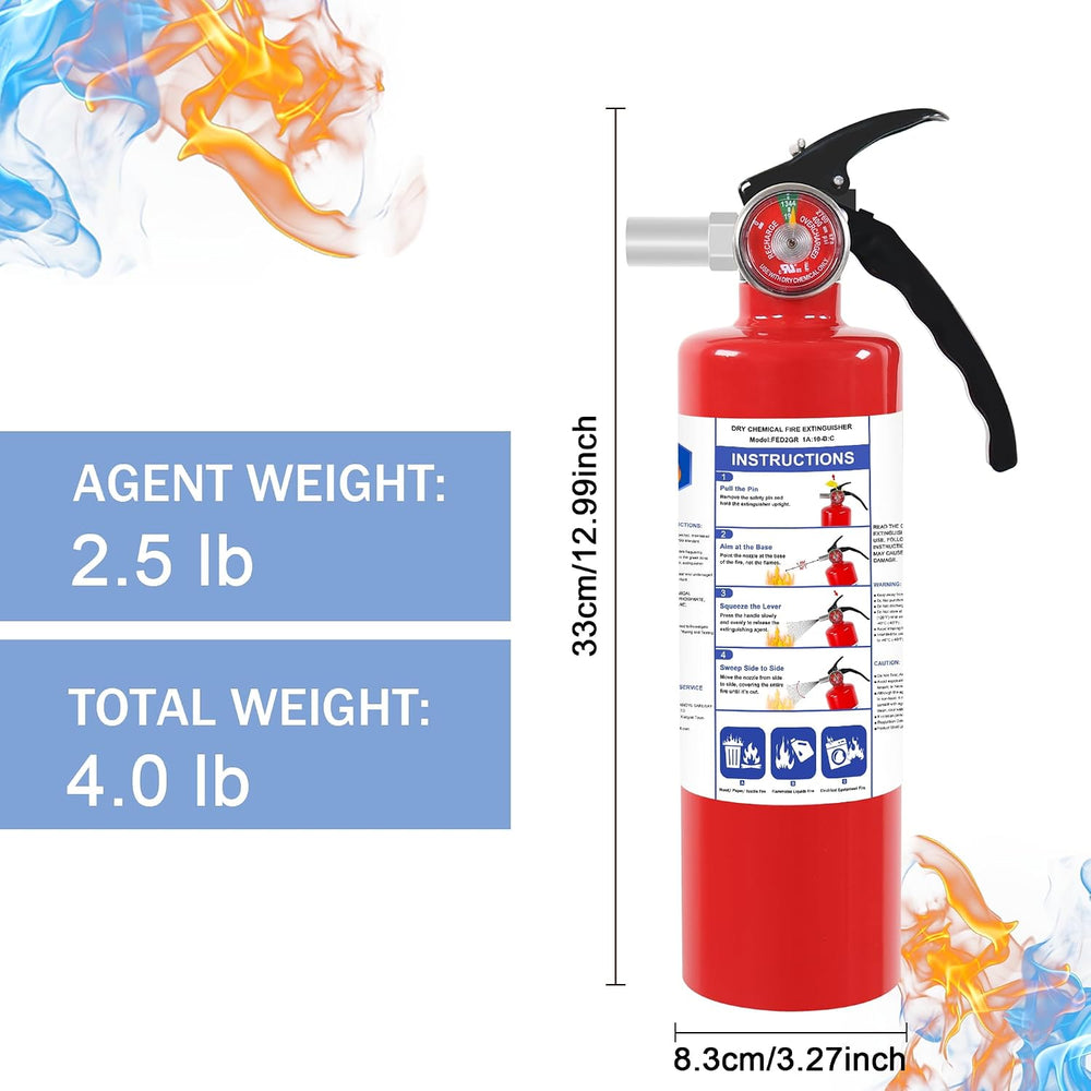 2 Pack ABC Dry Chemical Fire Extinguishers with Mount