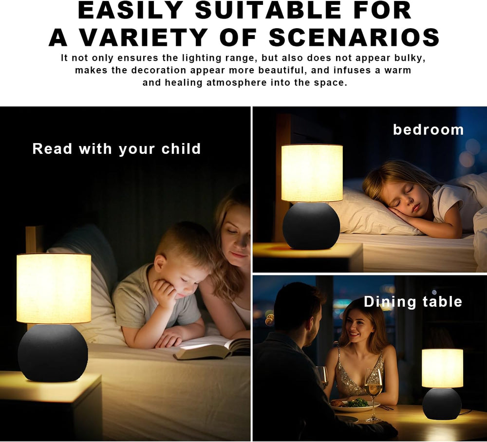 Modern Small Table Lamp Set of 2, Minimalist Metal Nightstand Bedside Lamps w...