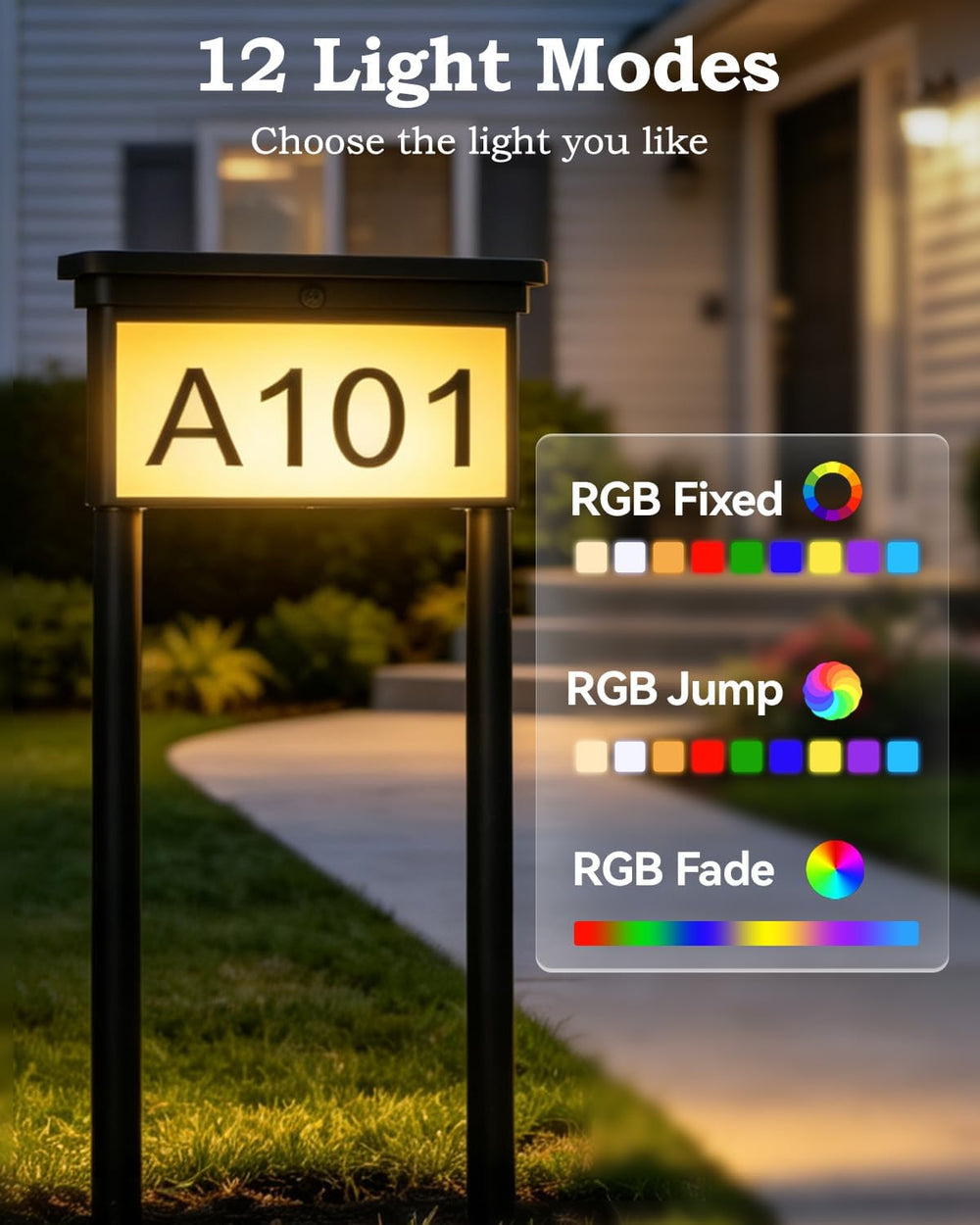 Solar Address Sign for Yard,Double Side Light House Numbers,2 Pack