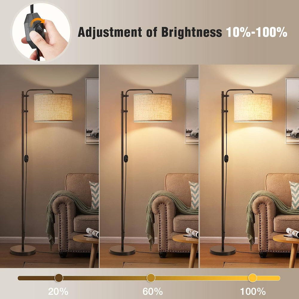 GyroVu Dimmable Floor Lamp for Living Room, Adjustable Height Standing Lamp