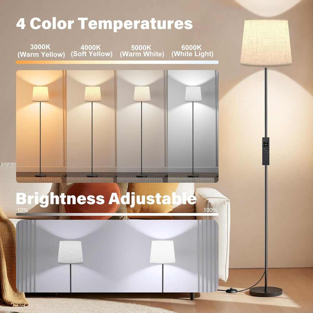 SIBRILLE Dimmable Floor Lamp with Linen Shade for Living Room
