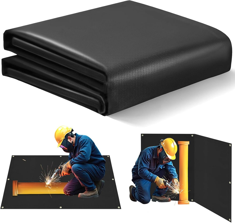 Welding Blanket Fireproof with Brass Grommets, Large Size 6' x 4', Black