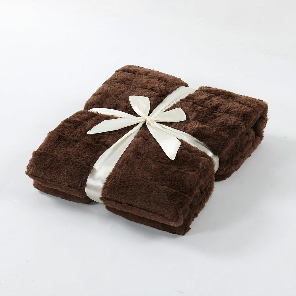 Home Soft Things Rabbit Faux Fur Throw Blanket (60" x 80") and 2 Pi...