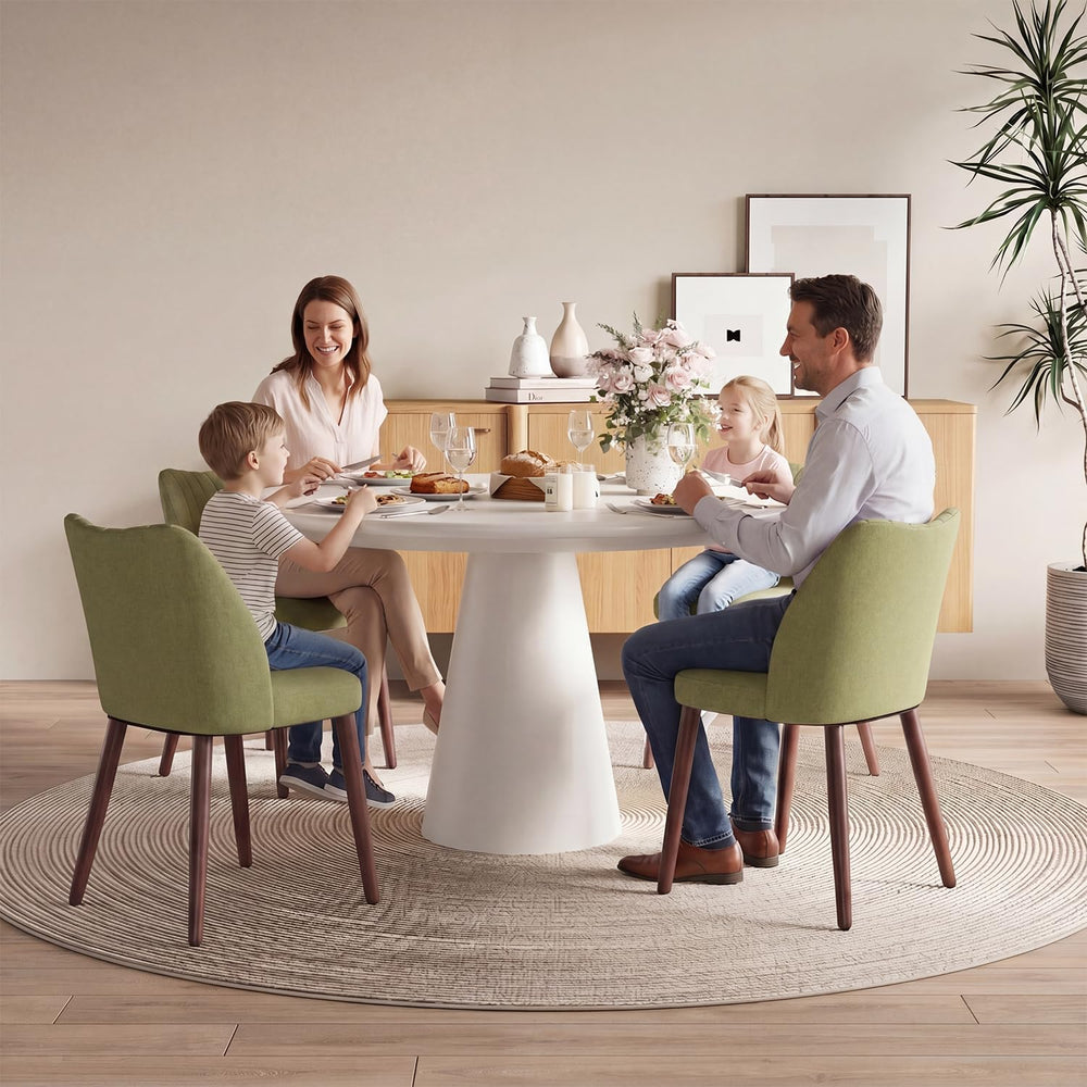 Upholstered Dining Chairs Set of 6, Farmhouse Fabric Kitchen Chairs with Soli...