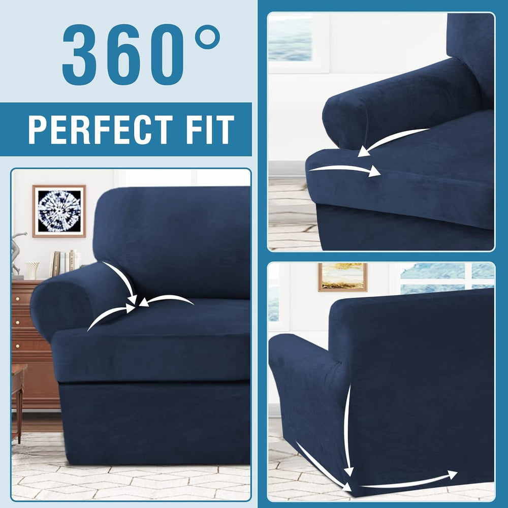 H.VERSAILTEX Sofa Cover 2 Piece T Cushion Armchair Slipcovers Thick Velvet Co...