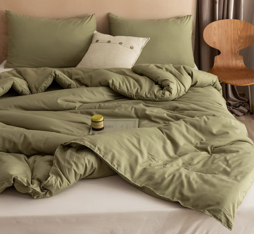 ROSGONIA King Size Comforter Set Olive Green, 3pcs (1 Boho Comforter & 2 ...
