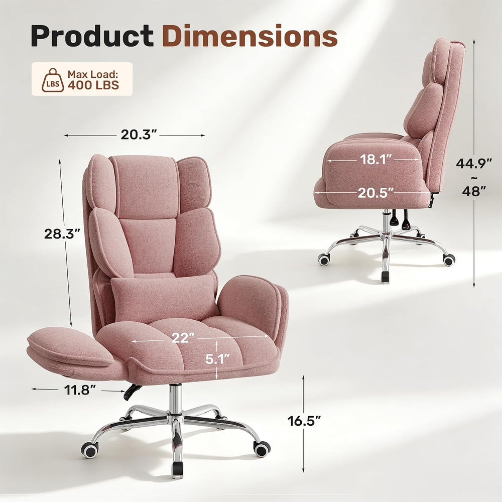 Big and Tall Office Chair, Flip Armrests with Side Pockets, Comfy Criss Cross...
