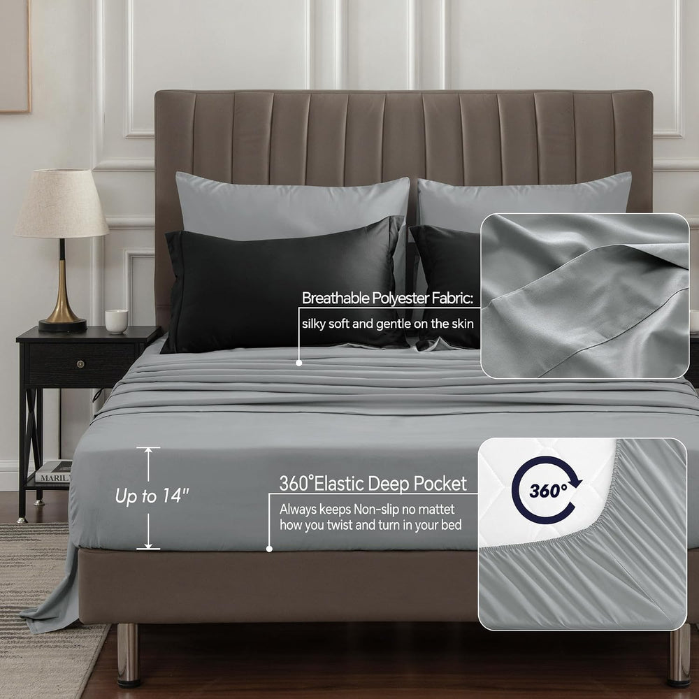 BEDELITE King Comforter Set 7 Pieces, Reversible Black Bed in A Bag