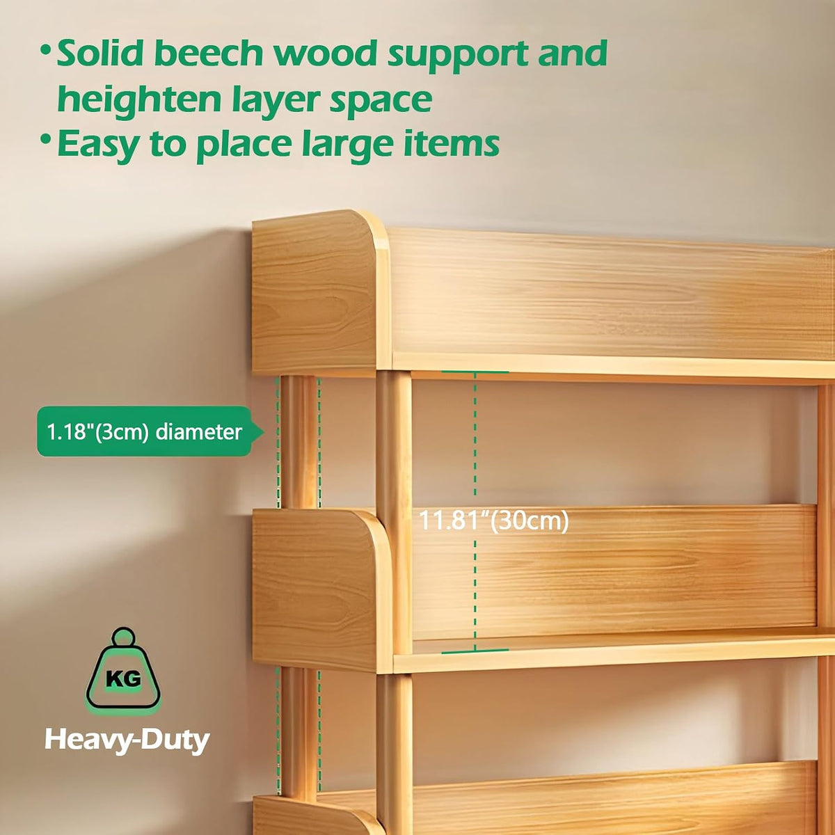OSCHF 4-Tier Wooden Open Bookcase, Oak
