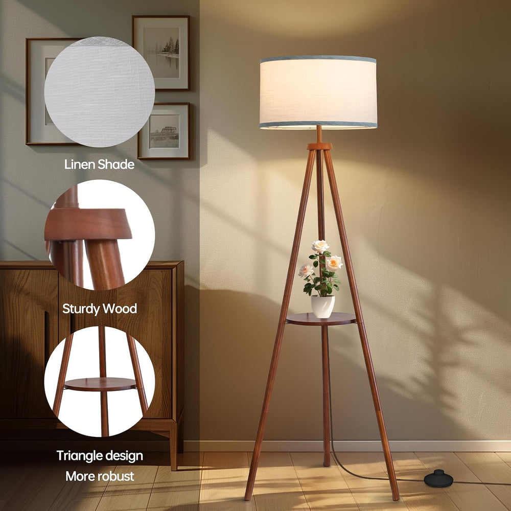 EOEYYOYB Floor Lamps for Living Room, Modern Standing Lamp with Shelf, 3 Colo...