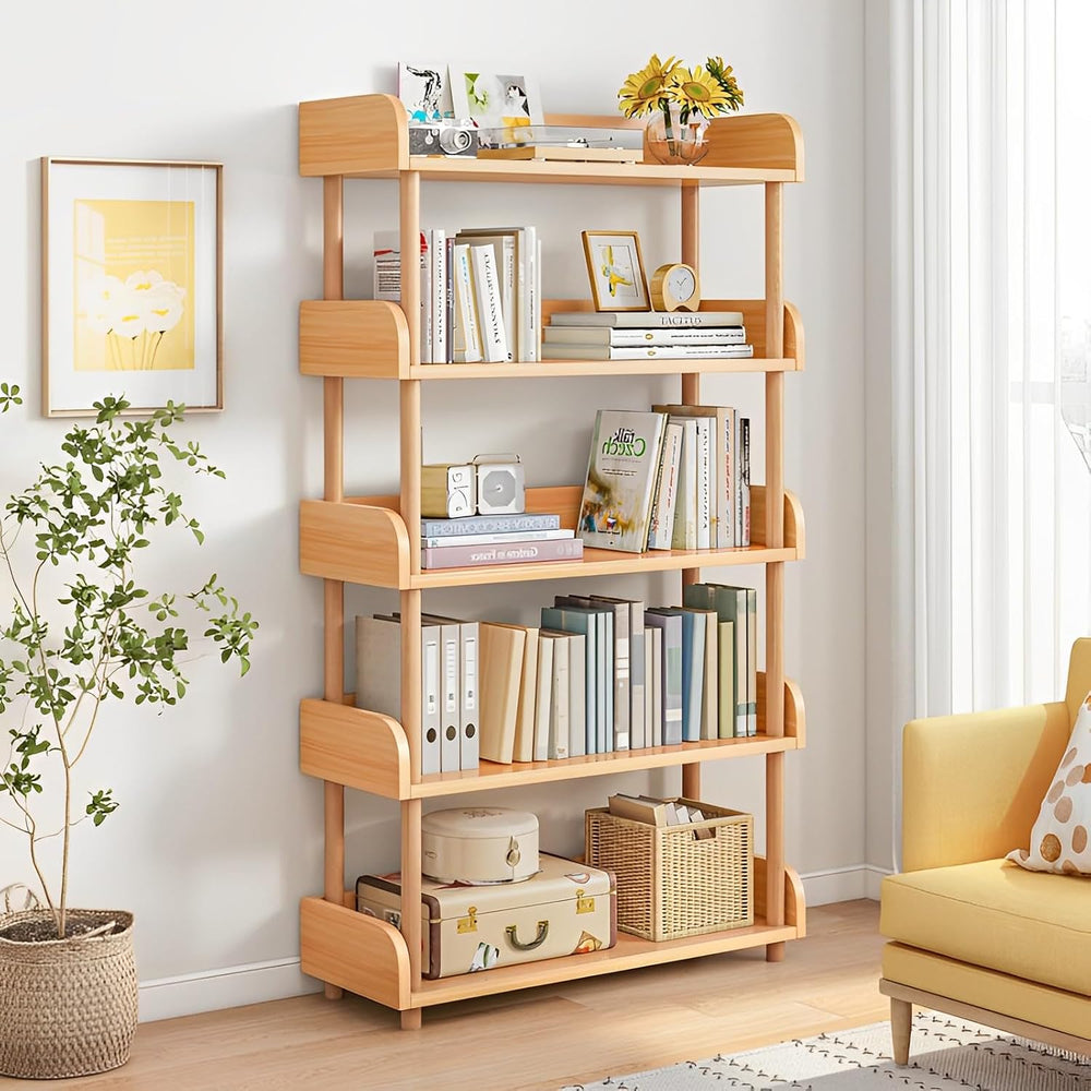 OSCHF 5-Tier Wooden Open Bookcase, Oak