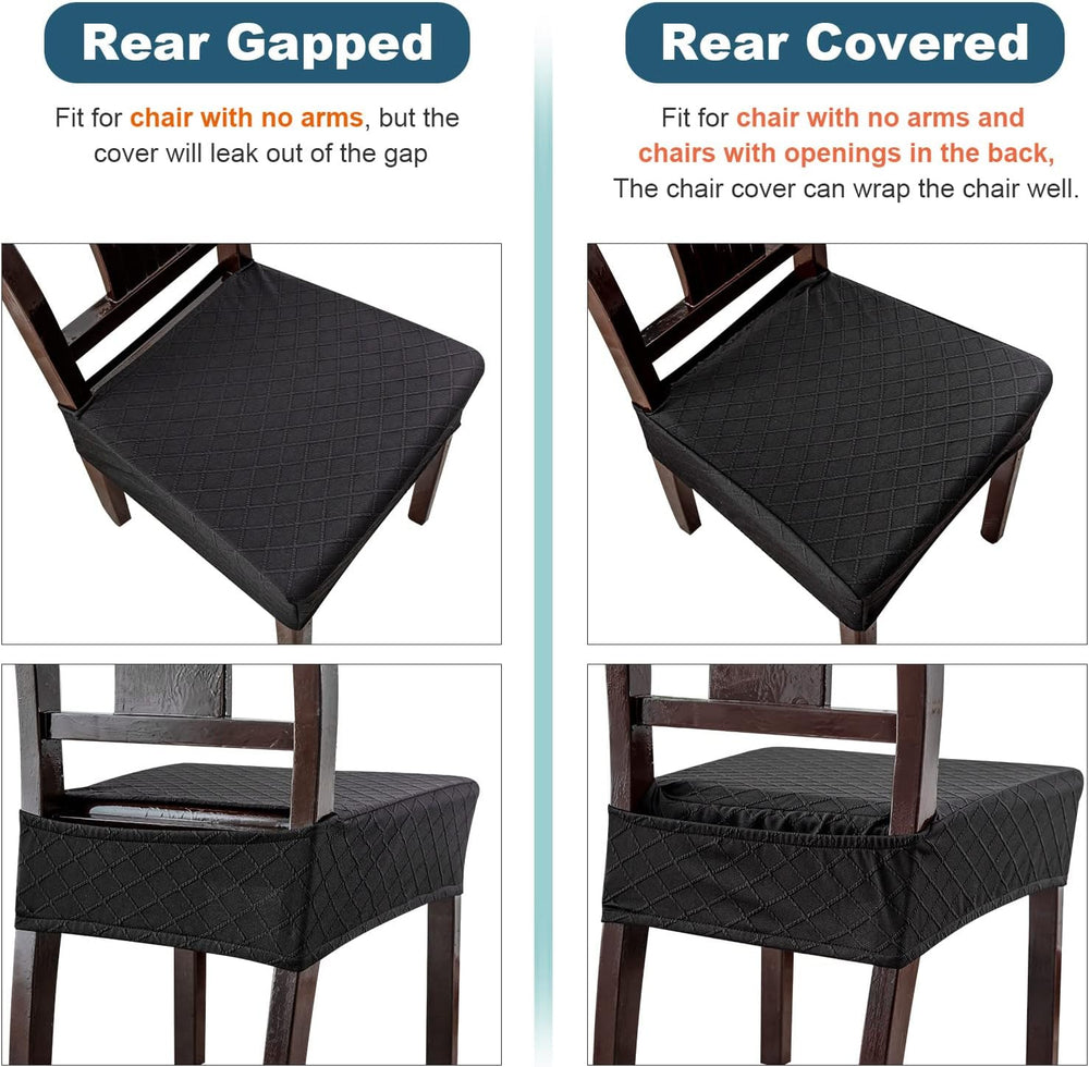 Genina Waterproof Chair Covers Set of 6,No Rear Covers,Black