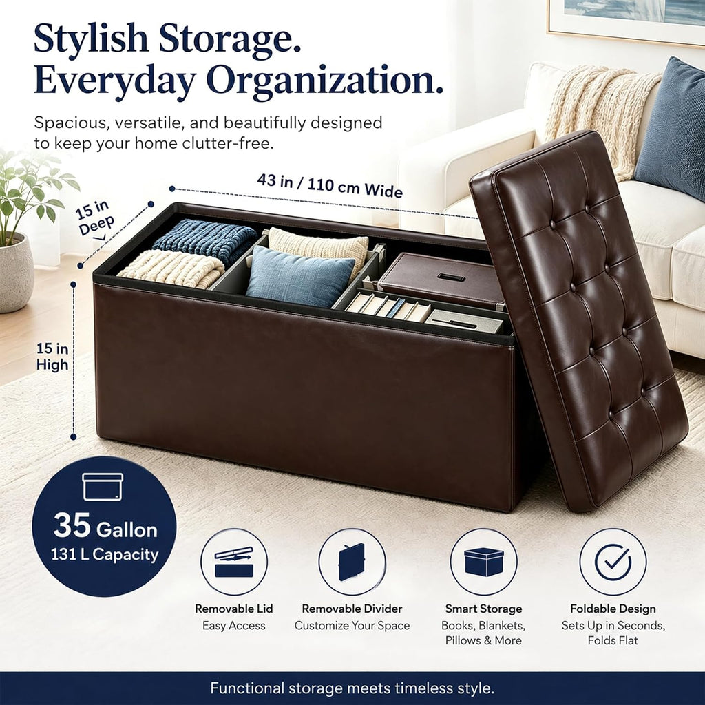 alasdo 43 inch folding storage ottoman bench with, package contents