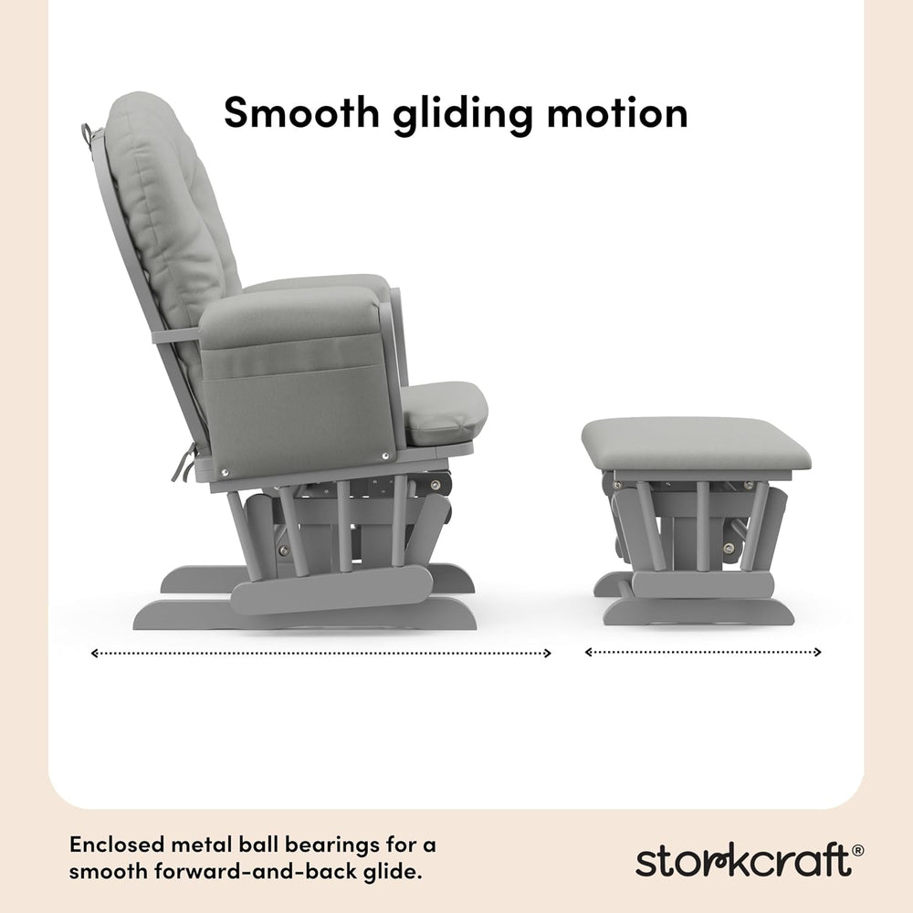 Storkcraft Premium Hoop Glider & Ottoman, Pebble Gray/Light Gray