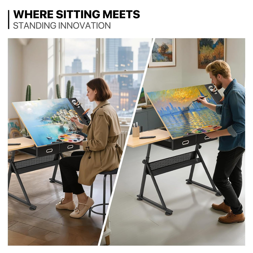 monibloom 39‘’ adjustable drafting table & stool set, package contents