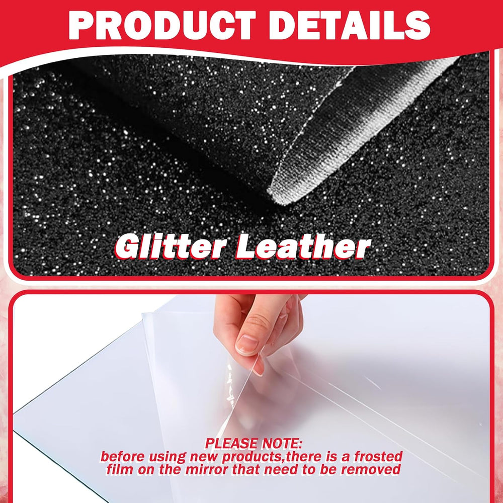 Foldable Acrylic Full Length Mirror, Black, Four-Fold, Thickened