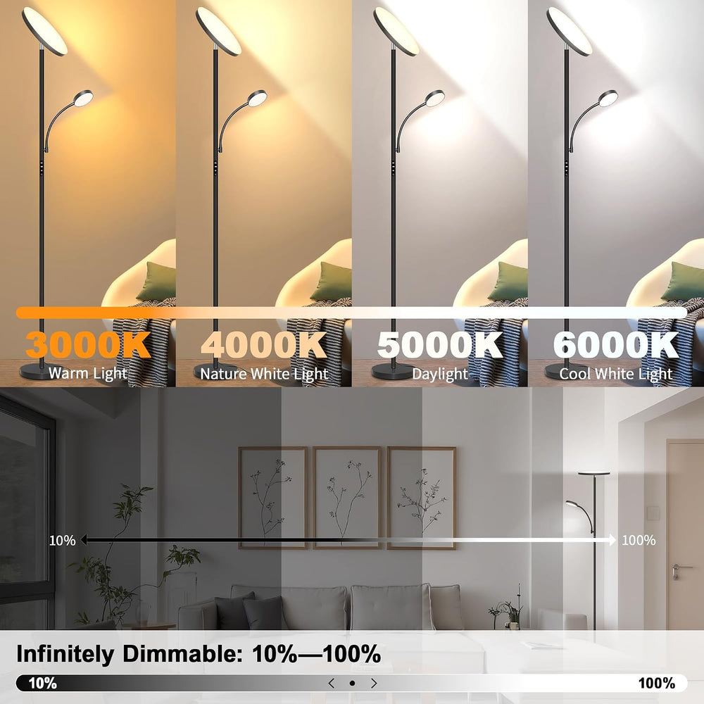 Floor Lamp-42W/4200LM Super Bright Floor Lamp,Dimmable 2-in-1 LED Floor Lamp ...