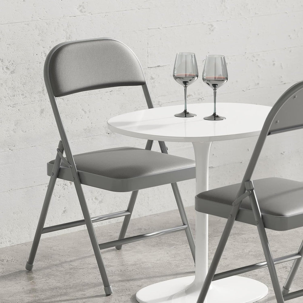Nazhura Folding Chairs with Padded Vinyl Cushion Chairs with Comfortable Cush...
