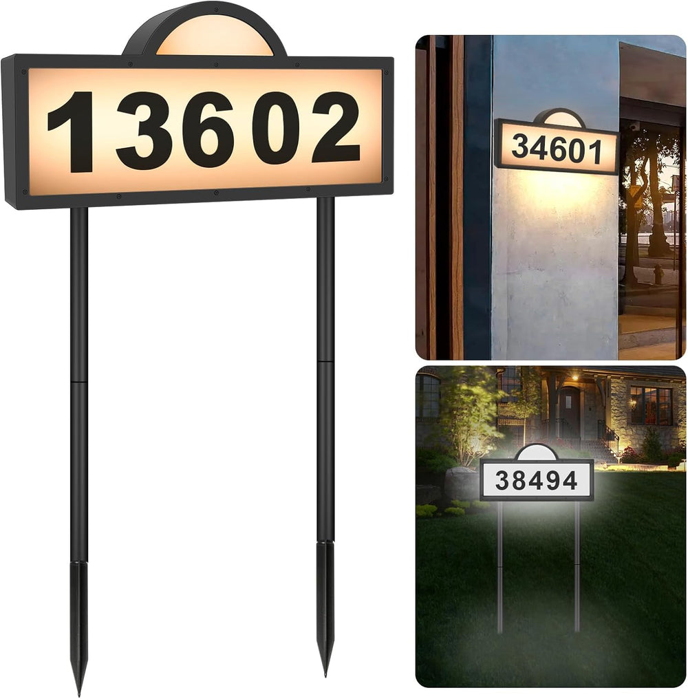 LED Solar Address Sign, Address Numbers for Yard with 2 Colors