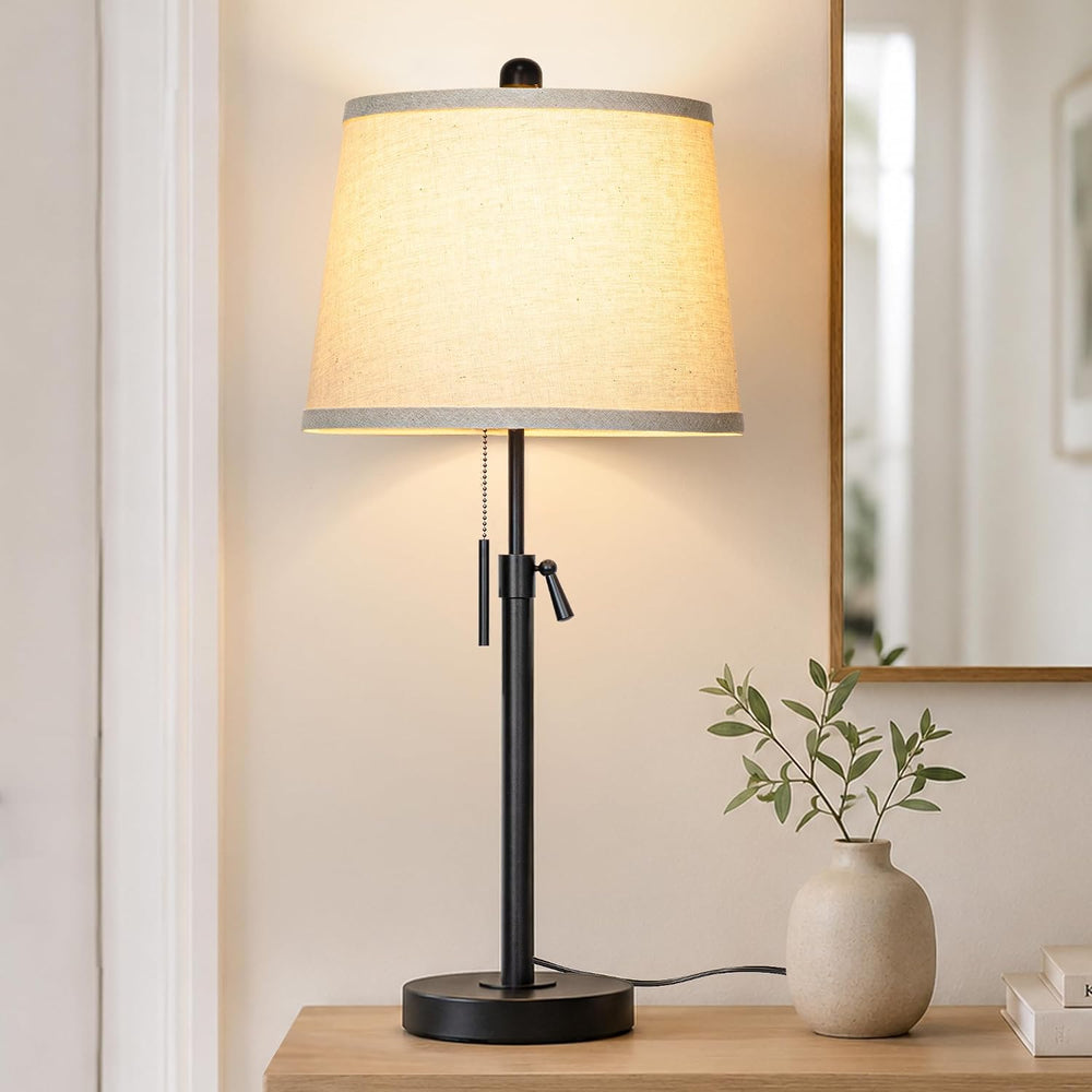 Black Single Table Lamp for Living Room Bedroom 22 to 30" Adjustable Height