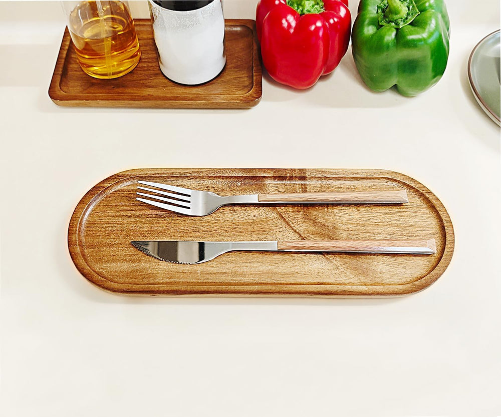 Small Wooden Oval Narrow Tray (11.3 x 4.1 inch) 6 Pack