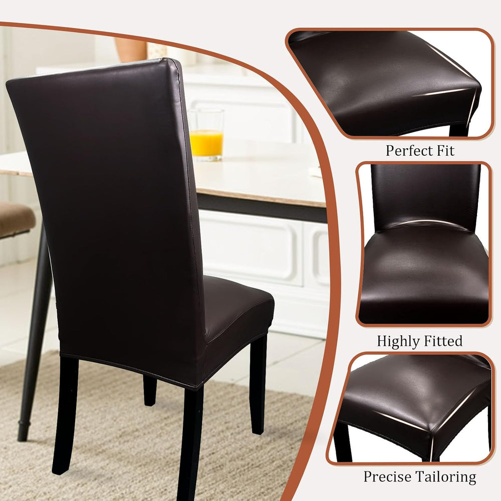 Pu Leather Dining Chair Covers set of 4, Waterproof Kitchen Chair Covers for ...
