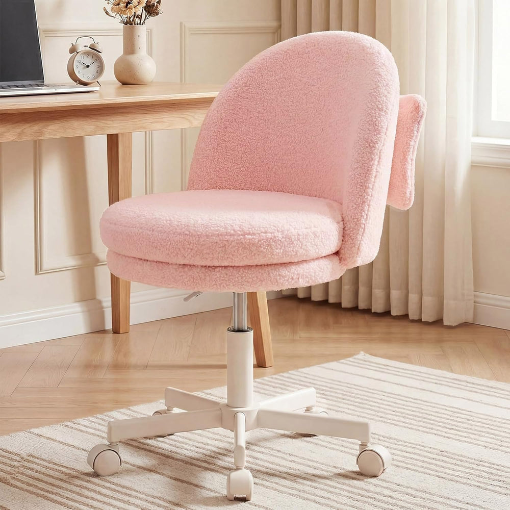 COMHOMA Vanity Chair with Wheels Velvet Tall Office Chair with Back,Armless D...