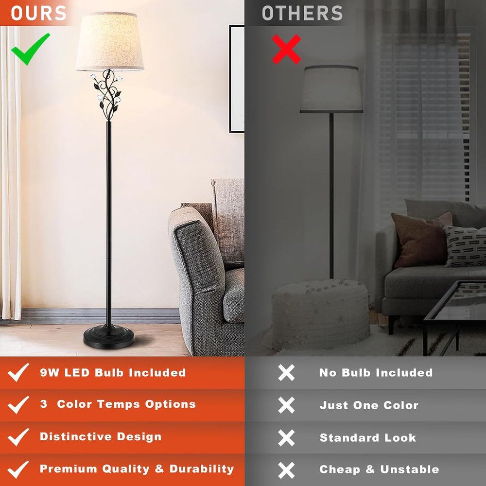 Sheetea 65’’ Floor Lamp for Living Room, Farmhouse Standing Lamp, Black