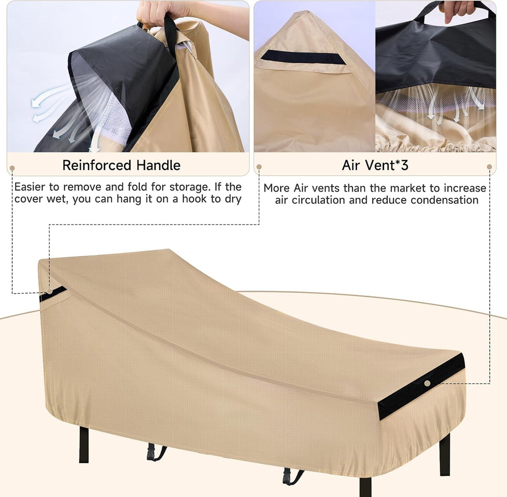 NEVERLAND Lounge Chair Covers 2 Pack 420D Waterproof Heavy Duty 78”x34“x32”