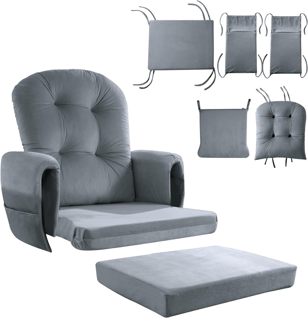 HOMBYS Glider Rocker Replacement Cushions 5 PCS with Storage Side Pocket, Vel...