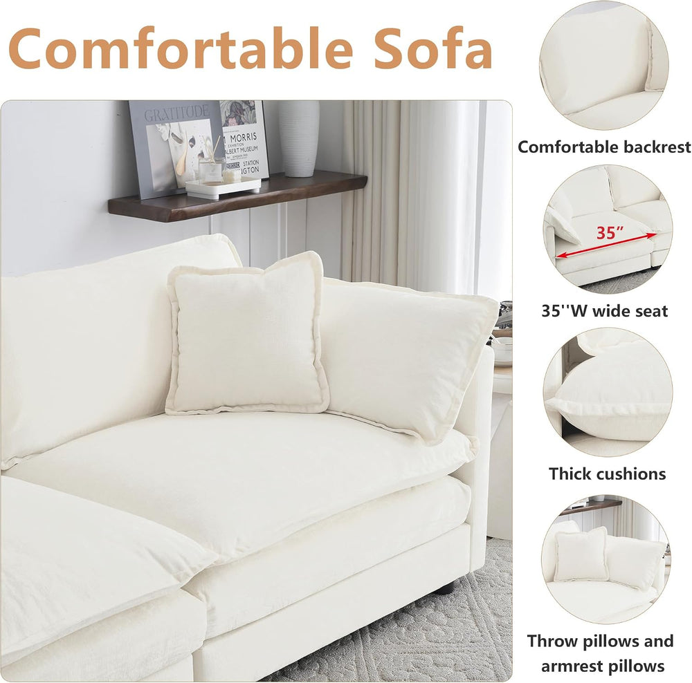 mikibama Luxury 2 Piece Cloud Couches Set, Modern Upholstered Chenille 3 Seat...