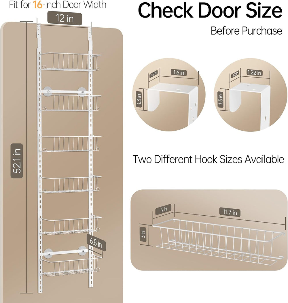 Delamu Pantry Door Organizer, Adjustable Metal Over the Door Pantry Organizer...