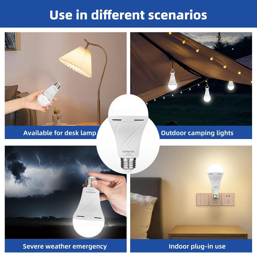 6 Pack Rechargeable Emergency Light Bulbs, Battery Powered LED Light Bulb