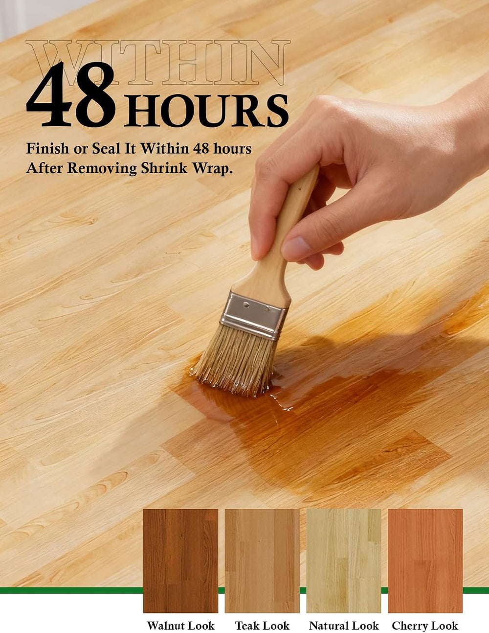 1FT Butcher Block Countertop – 12″ x 25″ x 1.5″ Solid Birch Wood Table Top