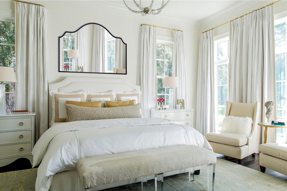 Chende Wide Arched Mirror, Large Black Scalloped Mirrors 47'' x 32...