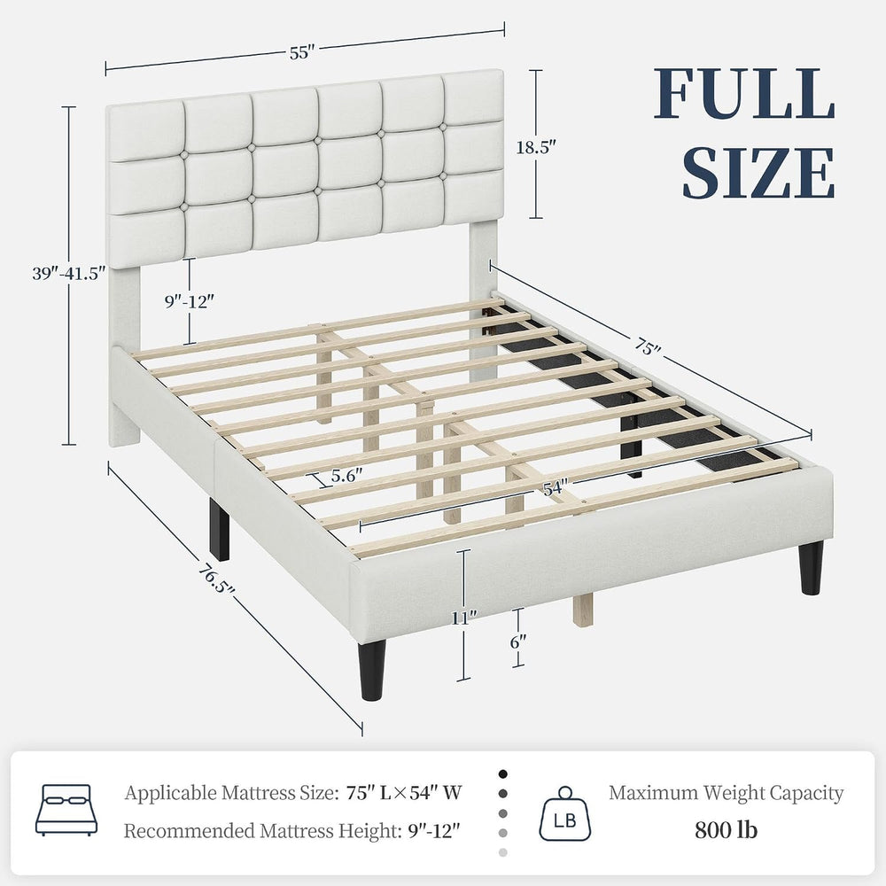 Yaheetech Full Size Upholstered Tufted Bed Frame with Headboard